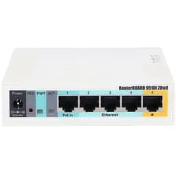 Маршрутизатор Mikrotik RB951Ui-2HnD, N300, 600MHz/128Mb, 5х100Мбит, 1хUSB, 1000mW, PoE in, PoE out,