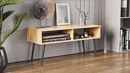 Тумба під ТВ Невада Ferrum-decor 45x100x38 Чорний метал ДСП Дуб Артізан 16 мм (FRD-106726) - мініатюра 3