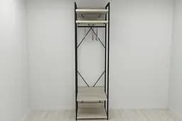 Шафа Гардероб Уні секція 2 серії Конект Ferrum-decor 220x60x50см Чорний метал ДСП Дуб Сонома 32 мм (FRD-104537)