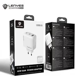 Мережевий зарядний пристрій адаптер LENYES LCH96 1 USB/2Type-C, 65 W, підтримка швидкого заряджання PD/QC/FCP/AFC