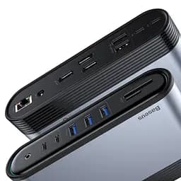 Хаб-концентратор Baseus Working Station Type-C Hub док-станція CAHub-BG0G - мініатюра 2
