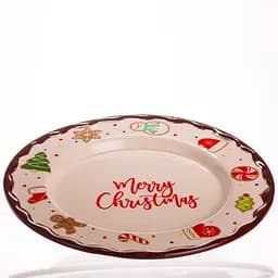 Новорічна тарілка з порцеляни Merry Christmas тарілка на різдво Ø27.5 см тарілки різдвяні Yiwu CR-1-39 - мініатюра 2