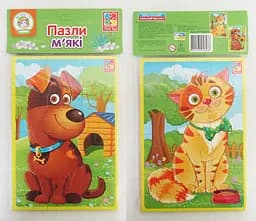 Пазли м’які Котик та песик, А5 (укр) VT1103-43