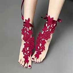 Гольфи мереживні квіткові з підв'язками XS/S/М/L бордові