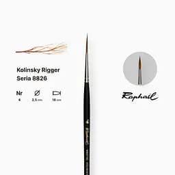 Пензель колонок довгий загострений Raphael Kolinsky Rigger, №4, коротка ручка - мініатюра 2