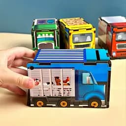 Дерев'яна настільна гра "Автопарк" сортер-комодик Ubumblebees 22х12х14 см igr0001500 - мініатюра 2