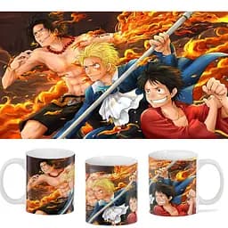 Кухоль GeekLand Великий куш One Piece Сабо, Ейс та Луффі OP.02.017 330 мл білий