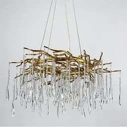 Люстра в золотистом корпусе с подвесными хрустальными элементами Ст. MD 6006 GD | Line F