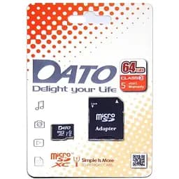 Карта пам'яті 64 GB Microsdxc DATO клас 10 швидкісна 80 МБайт/Сік