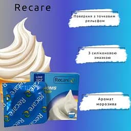 Презервативи Recare Big dotted ice cream 3 шт. ребристі з ароматом морозива (ROZ6501053496) - мініатюра 4