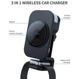 Автотримач із зарядкою S6 3-в-1 MagSafe Wireless Car Charger Carvent & Dashboard - мініатюра 2