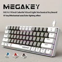 Ігрова дротова механічна клавіатура MegaKey MK761 / 60% / Red Switch / RGB / Grey - мініатюра 2