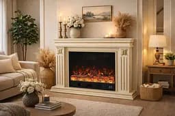 Електричний камін Bluetooth звук потріскування дров Valencia Ivory 1500Вт (10080116)