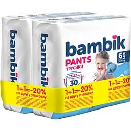 Набор подгузники-трусики детские Bambik одноразовые 6 (15+ кг), 60 шт. (2 уп. х 30 шт.)