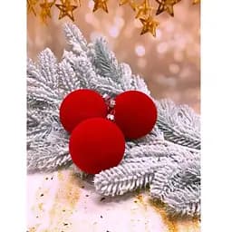 Набір ялинкових куль Оксамит 80 мм 6 шт Червоний