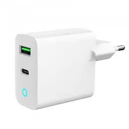 Сетевое зарядное устройство для Gembird TA-UC-PDQC20L-W-01, белый, 20 Вт, 1xType-C (PD3.0) / 1xUSB (QC3.0), LED индикатор состояния