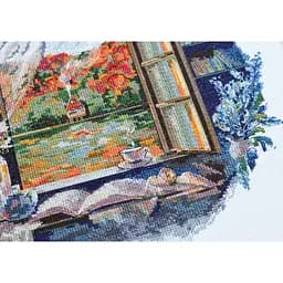 Набір для вишивання хрестиком Abris Art Чаювання біля вікна AH-199 23х23 см - мініатюра 2