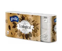 Grite Plius Ecological, 8 рул., Туалетний папір Грите Плюс Еколоджикал, 3-х шаровий, сірий - мініатюра 1