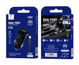 Автомобільний зарядний пристрій SkyDolphin SZ09V (2USB, 3.4A) Black + кабель microUSB (AZP-000111)
