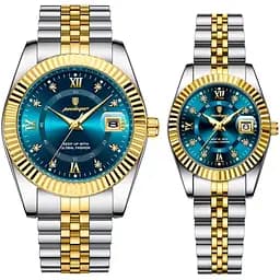 Наручний годинник Poedagar Dublin Couple 2 шт Сріблястий (3495)