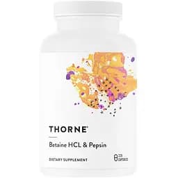 Натуральная добавка Thorne Betaine HCL & Pepsin 225 капсул