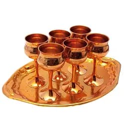 Чарки бронзові на підносі Мідь 6 шт.