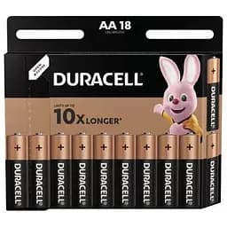 Батарейка AA (LR6), лужна, Duracell Duralock Basic, 18 шт, 1.5V, (MN1500 18BL)