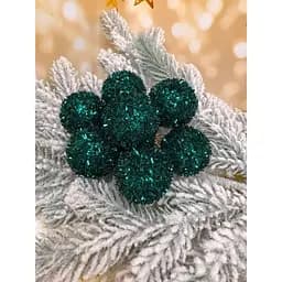 Набір ялинкових кульок Їжачок 40 мм елегантний святковий 8 шт Смарагдовий