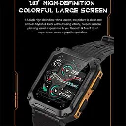 Смарт-годинник Lemfo C20 Pro силіконовий ремінець black orange (16354) - мініатюра 5