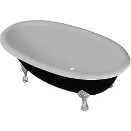 Ванна окремостояча глянцева Amdcon Olmpa 180x90 чорна з литого каменю срібні ніжки OLMPA_180_nzhk-s_BLACK_HL Чорний