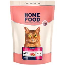 Сухой корм для кошек Home Food Adult здоровая кожа и блеск шерсти с индейкой и лососем 1.6 кг