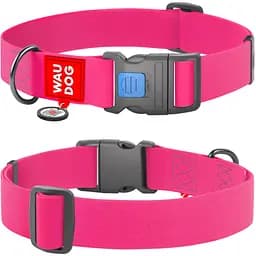 Нашийник для собак водостійкий Waudog Waterproof з QR паспортом, пластиковий фастекс, XXL, 46-70х4 см, рожевий