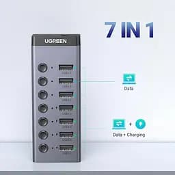 Хаб USB 3.0 -> USB to 7xUSB 3.0 з додатковим живленням Type-C 12V 2A CM481 Ugreen - мініатюра 6