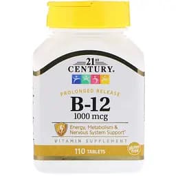 Вітамін В12 + кальцій 21st Century Vitamin B-12, 1000 мкг 110 таблеток