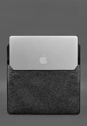 Чохол-конверт BlankNote із клапаном шкіра+фетр для MacBook 13" Чорний Crazy Horse - мініатюра 4