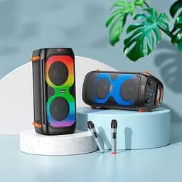 Колонка бездротова Hoco Manhattan dual mic outdoor BS53 з 2 мікрофонами чорна - мініатюра 4