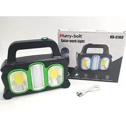 Ліхтар акумуляторний Solar Hurry-bolt HB-6169 кемпінговий переносний 3 режими сонячна батарея чорно-зелений - мініатюра 5