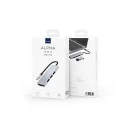 Хаб розгалужувач Wiwu алюмінієвий Usb-C на 4 Usb 3.0 порти Alpha 440 Pro 4 in 1 Hub - мініатюра 3