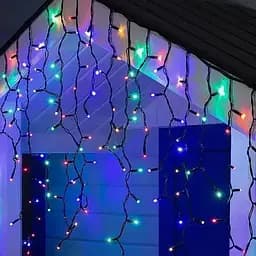 Наружная новогодняя гирлянда бахрома (черная проволока) Xmas W-2 10x0.6 м 200 LED Разноцветный