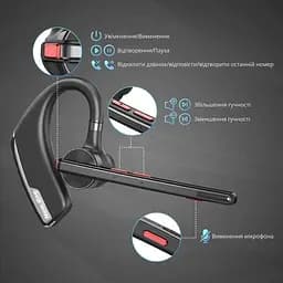 Бездротова Bluetooth-гарнітура New Bee M51 з активним шумозаглушенням і зарядним рейсом Чорна (QCC4) - мініатюра 5