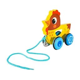 Детская деревянная каталка "Цыпленок" C15030-4 на веревке