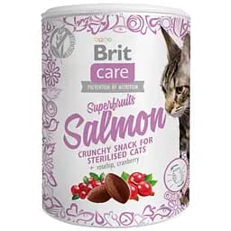Лакомство для стерилизованных котов Brit Care Cat Snack Superfruits Salmon с лососем, шиповником и клюквой 100 г
