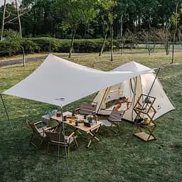 Намет тримісний з навісом для кемпінгу Naturehike (CNK2300ZP014) бежевий, Бежевий - мініатюра 3
