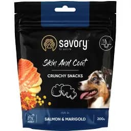 Хрумкі ласощі для собак Savory для здоров'я шкіри та шерсті лосось з чорнобривцями 200 г (31355)
