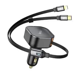 Автомобильное зарядное устройство Hoco NZ13 PD 30W черный + кабеля Type-C/ Lightning