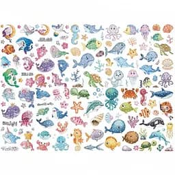 Набор детских блестящих временных тату Морские животные Fresh Tattoo kids-tatto-see-set10