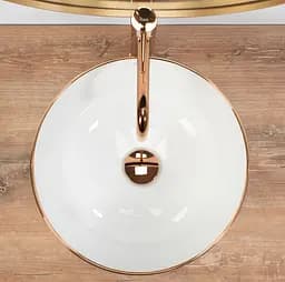 Умивальник Rea Stella накладний rose gold edge білий REA-U7444, Білий - мініатюра 4