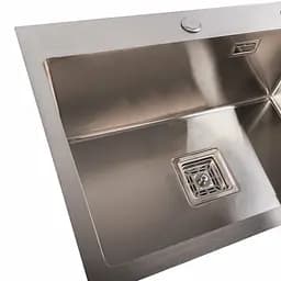 Кухонна мийка Platinum Handmade HSB 580x430x220 (квадратний сифон,3.0/1.0), Нержавіюча сталь - мініатюра 4