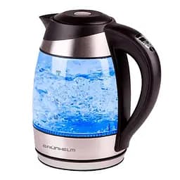 Дисковой стеклянный электрочайник Grunhelm EKG-25012 1,8л LED RGB подсветка 2200Вт Черный/Серый