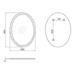 Дзеркало Lidz Latwa 140.07.11 (1) 650x800 настінне овальне з декором LD78LA6580 - мініатюра 2